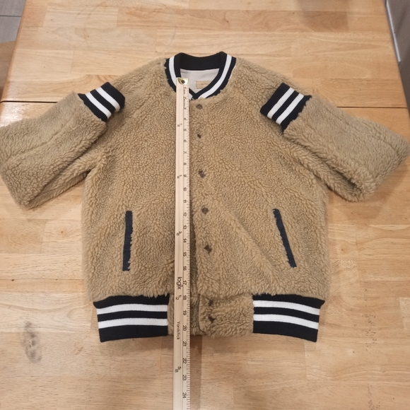 MOTHER Beige Teddy Letterman Snap women's Bomber Jacket in More Than a Feeling - Picture 12 of 16